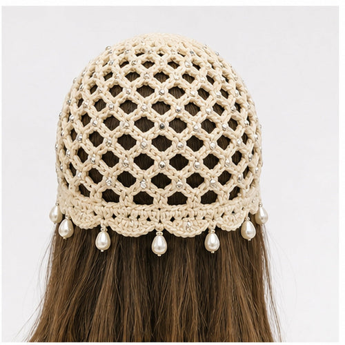 HS Fashion Gehaakte Parel Cap - Design 01