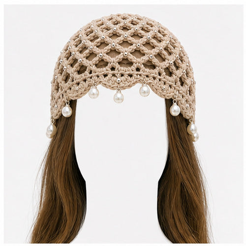 HS Fashion Gehaakte Parel Cap - Design 03