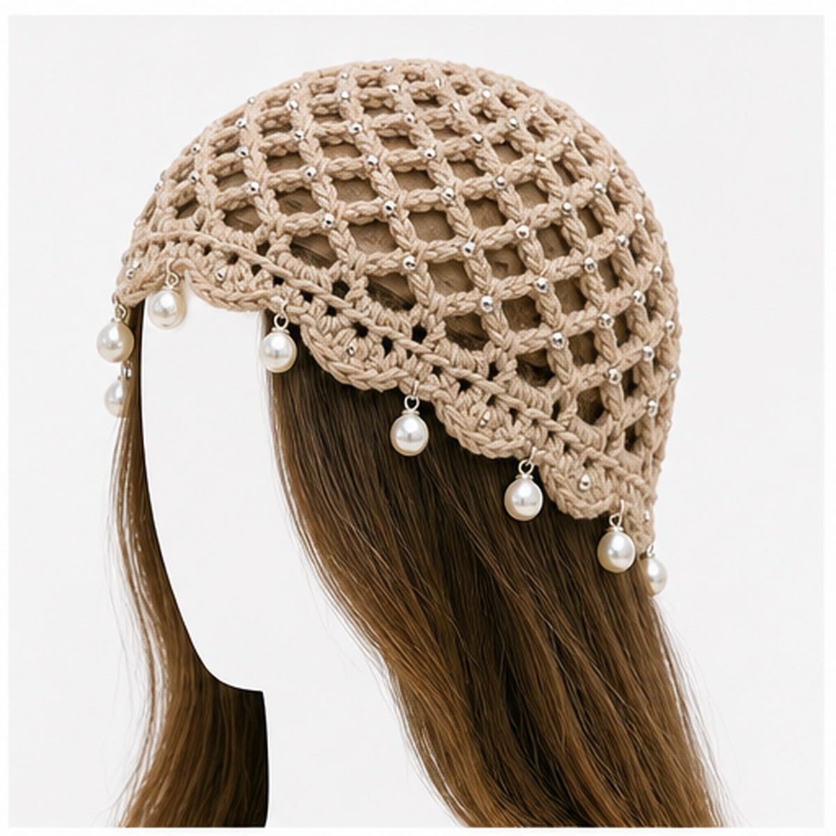 HS Fashion Gehaakte Parel Cap - Design 03