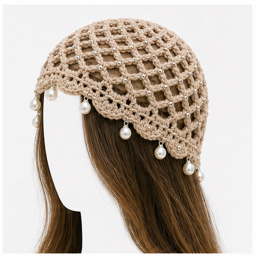 HS Fashion Gehaakte Parel Cap - Design 03