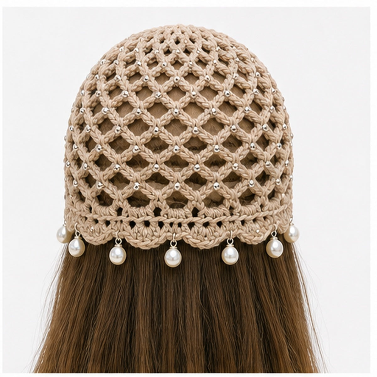 HS Fashion Gehaakte Parel Cap - Design 03