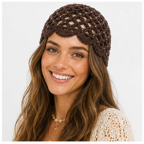 HS Fashion Gehaakte Parel Cap - Design 04
