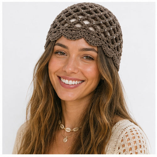 HS Fashion Gehaakte Parel Cap - Design 05