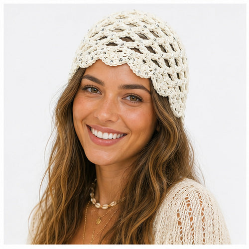 HS Fashion Gehaakte Parel Cap - Design 06