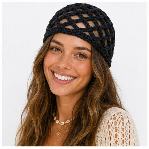 HS Fashion Gehaakte Parel Cap - Design 09