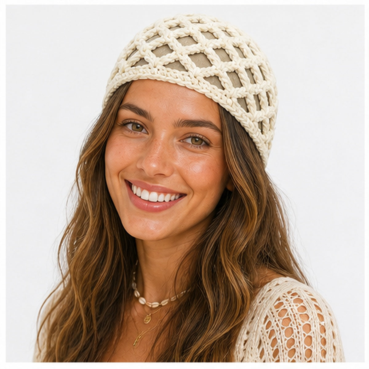 HS Fashion Gehaakte Parel Cap - Design 10