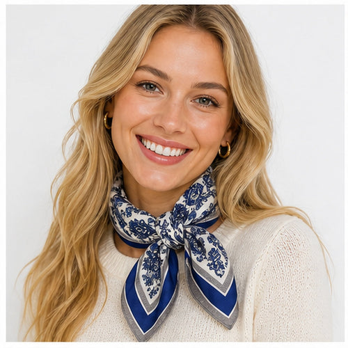 HS Fashion Vierkante 70x70 Zijde Look Sjaal - Design 19