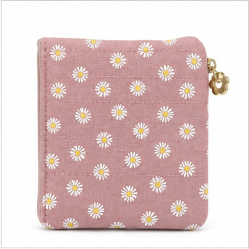 HS Portemonnees Dames - Prints en Kleuren - Roze Daisy - achteraanzicht