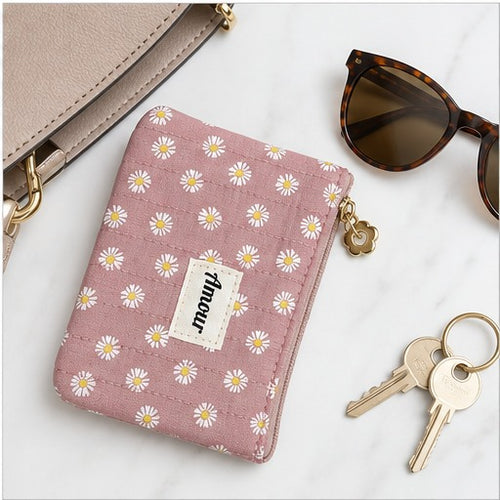 HS Portemonnees Dames - Prints en Kleuren - Roze Daisy - sfeerbeeld