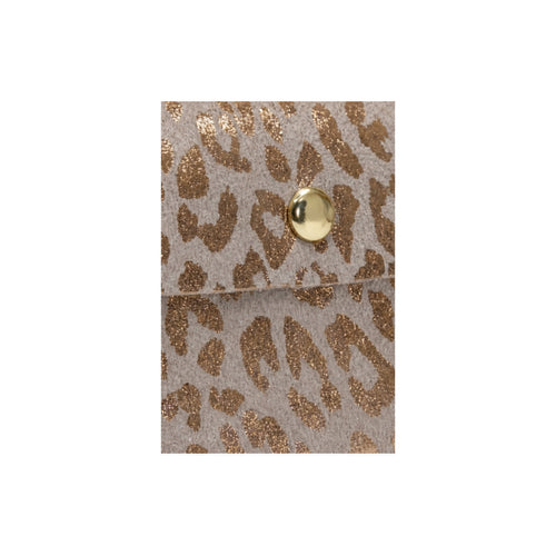 HS Portemonnee Echt Leder - Meerdere Prints - Taupe luipaard - detail