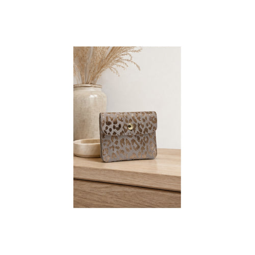 HS Portemonnee Echt Leder - Meerdere Prints - Taupe luipaard - sfeerbeeld