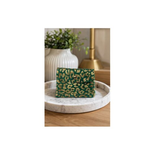 HS Portemonnee Echt Leder - Meerdere Prints - Groen luipaard - sfeerbeeld