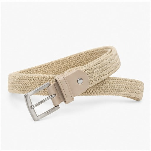 HS Smalle Riem Dames - Basic - 11 Kleuren - Creme Smal Rechthoekige Gesp - zijaanzicht