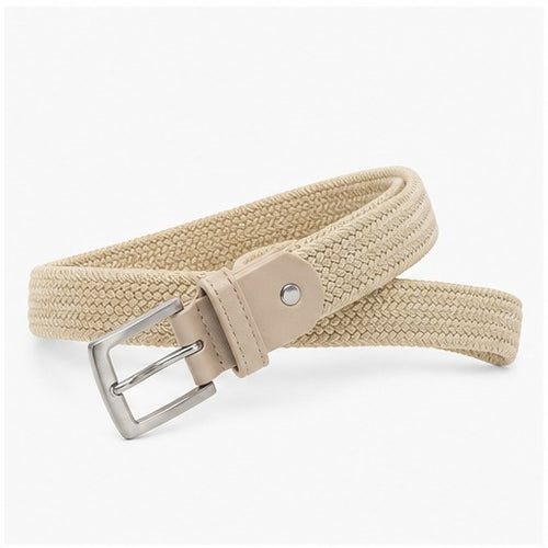 HS Smalle Riem Dames - Basic - 11 Kleuren - Creme Smal Rechthoekige Gesp - zijaanzicht