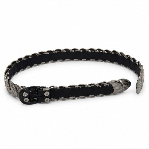 HS Riem Dames - Gevlochten en Elastisch - 5 Kleuren - Taupe Zwart Gevlochten - achteraanzicht