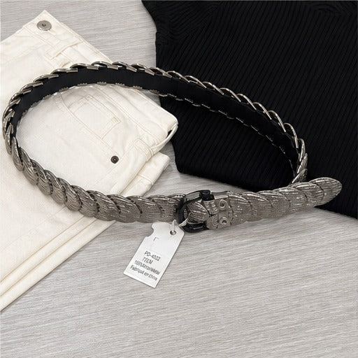 HS Riem Dames - Gevlochten en Elastisch - 5 Kleuren - Taupe Zwart Gevlochten - sfeerbeeld
