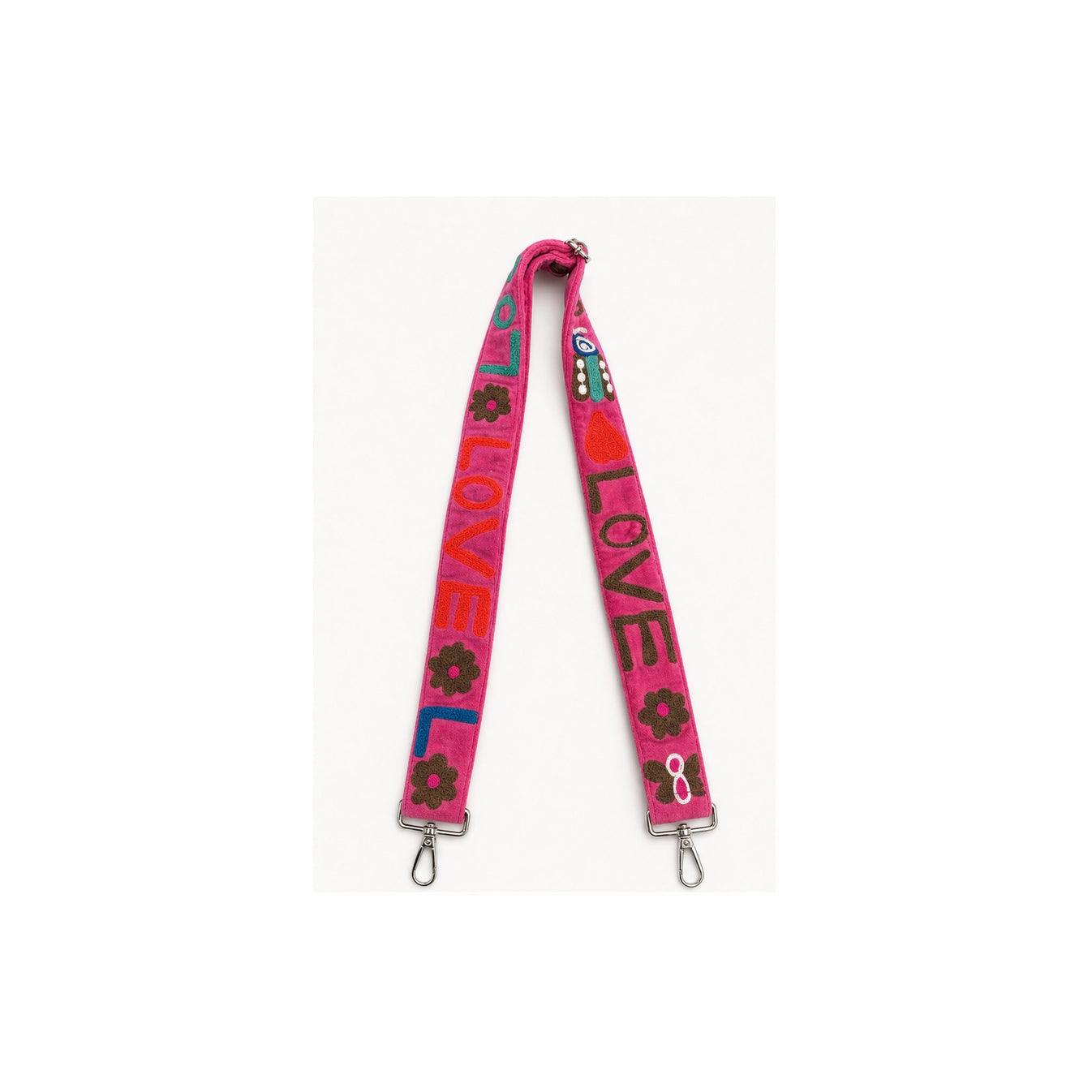 HS Tassenriem - Meerdere Prints - Love multicolor fuchsia - vooraanzicht