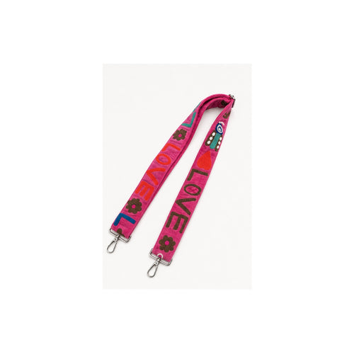 HS Tassenriem - Meerdere Prints - Love multicolor fuchsia - zijaanzicht