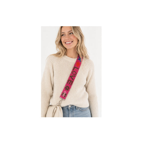 HS Tassenriem - Meerdere Prints - Love multicolor fuchsia - gedragen beeld