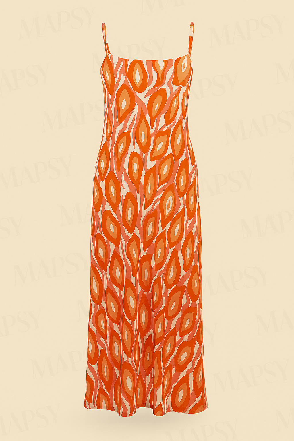 Angelle Milan – travelstof jurk – Roze/Oranje/Rood Lange Jurk met Bandjes – Ademend – Kreukherstellend – Duurzame jurk - Mapsy B.V