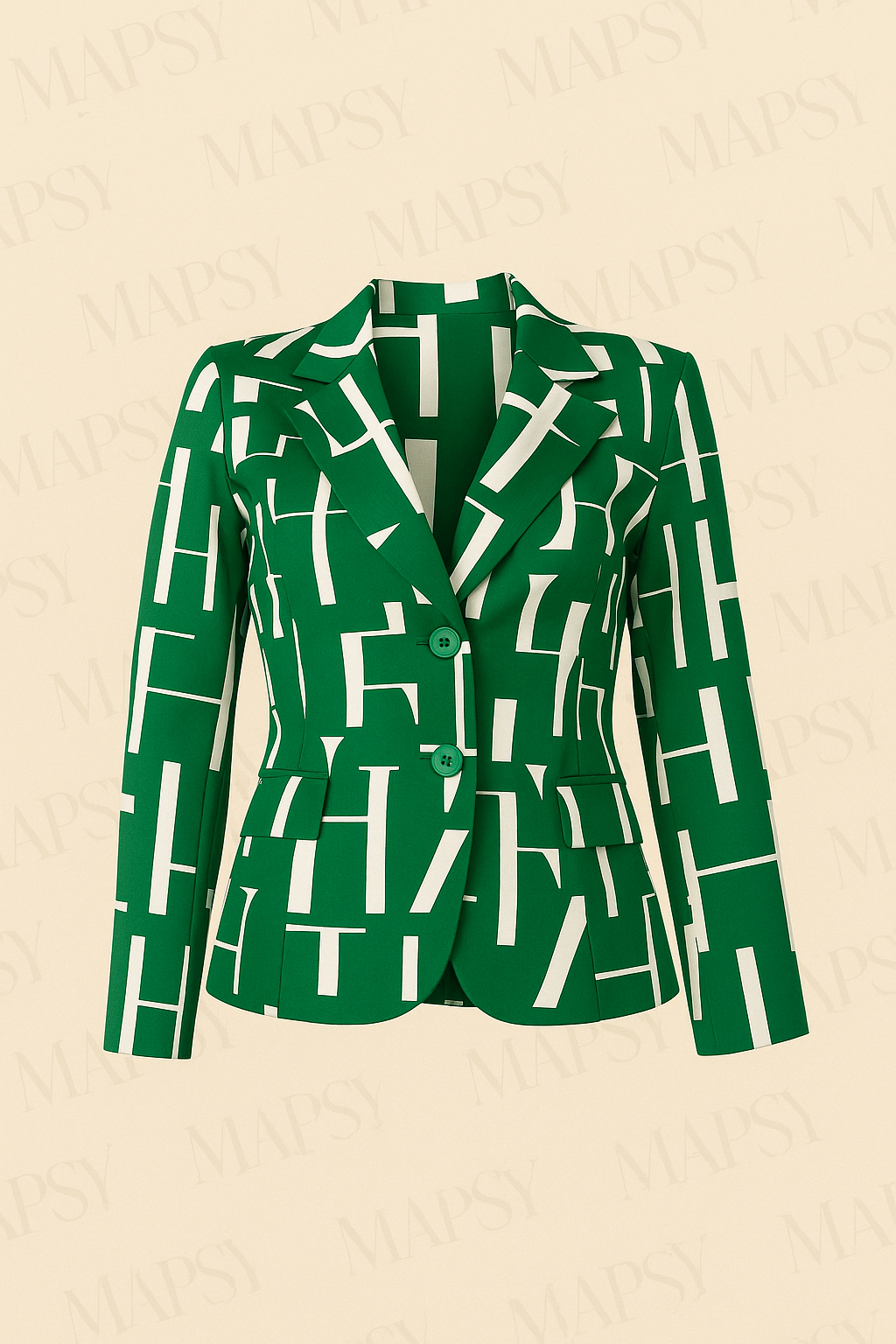 Angelle Milan - Casual travelstof blazer - Groen met witte letters - Travelstof - In 5 maten verkrijgbaar - Mapsy B.V