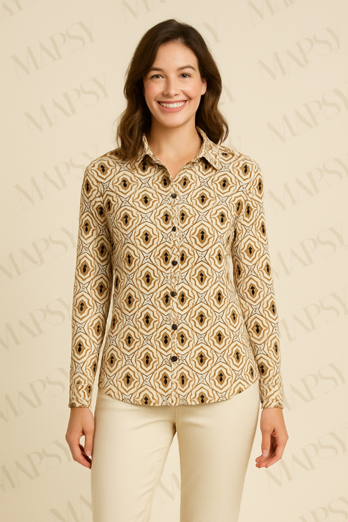 Angelle Milan - Mokka travelstof Blouse voor Dames - Travelstof - Ademend - Kreukherstellend - Duurzaam - in 5 maten! - Mapsy B.V