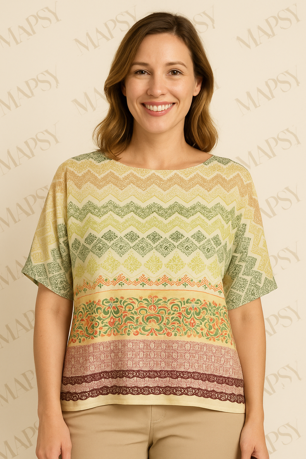 Soggo - Travelstof blouse - Multiprint pattern blouse - Ademend - Kreukvrij - Duurzame Jurk - in 2 maten - Mapsy B.V