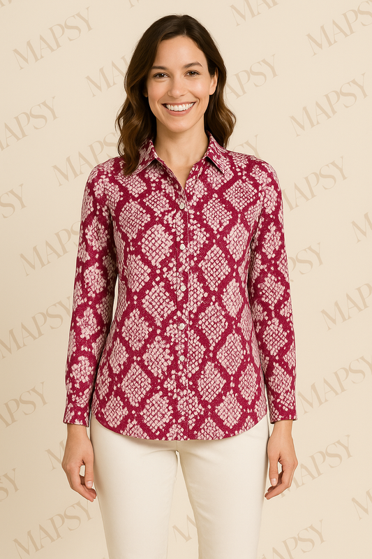Angelle Milan – travelstof blouse – Bordeau Blouse – Ademend – Kreukherstellend – Duurzame blouse - Mapsy B.V