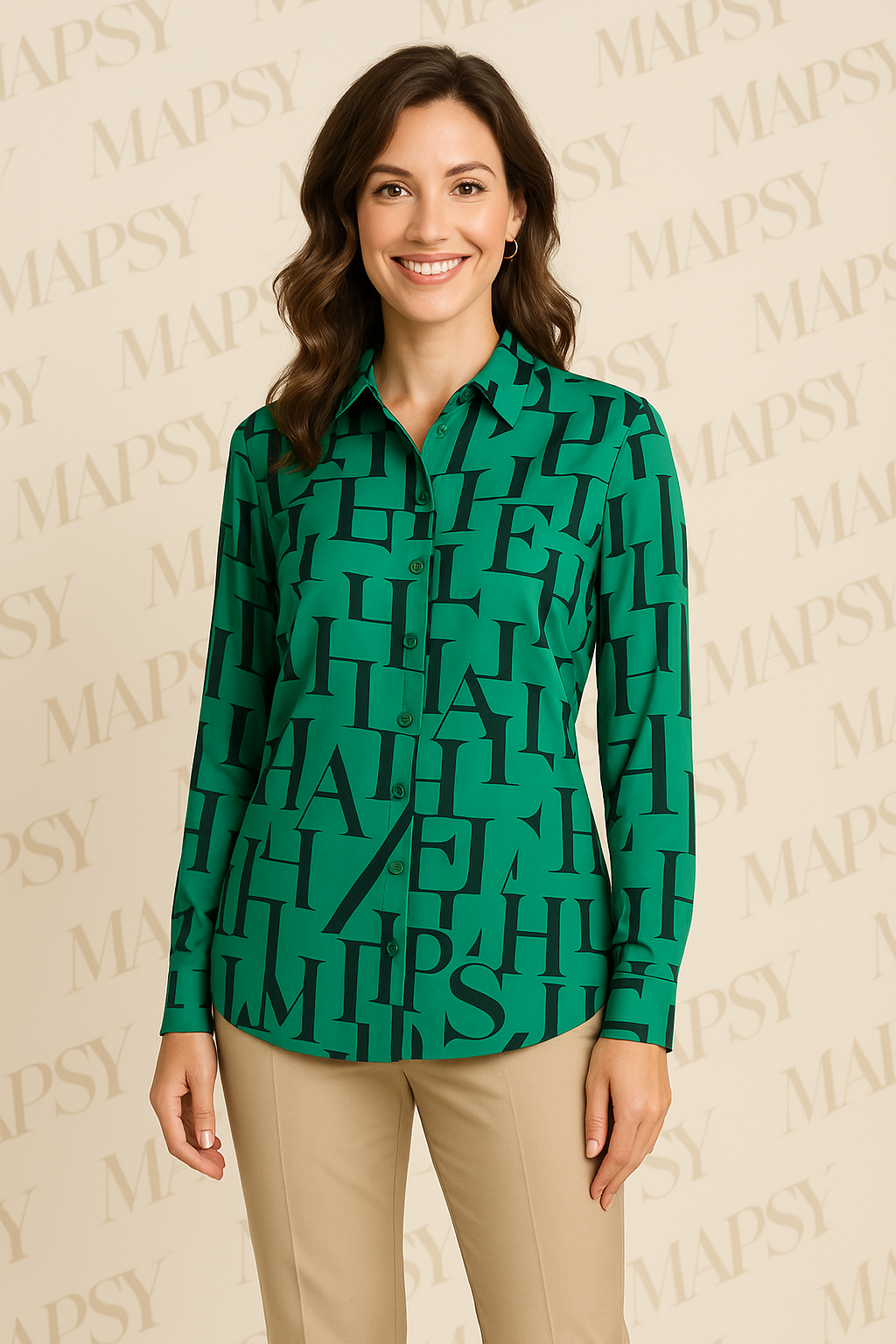 Angelle Milan - Groen/Zwarte Blouse voor Dames - Travelstof - Ademend - Kreukherstellend - Duurzaam - in 5 maten! - Mapsy B.V