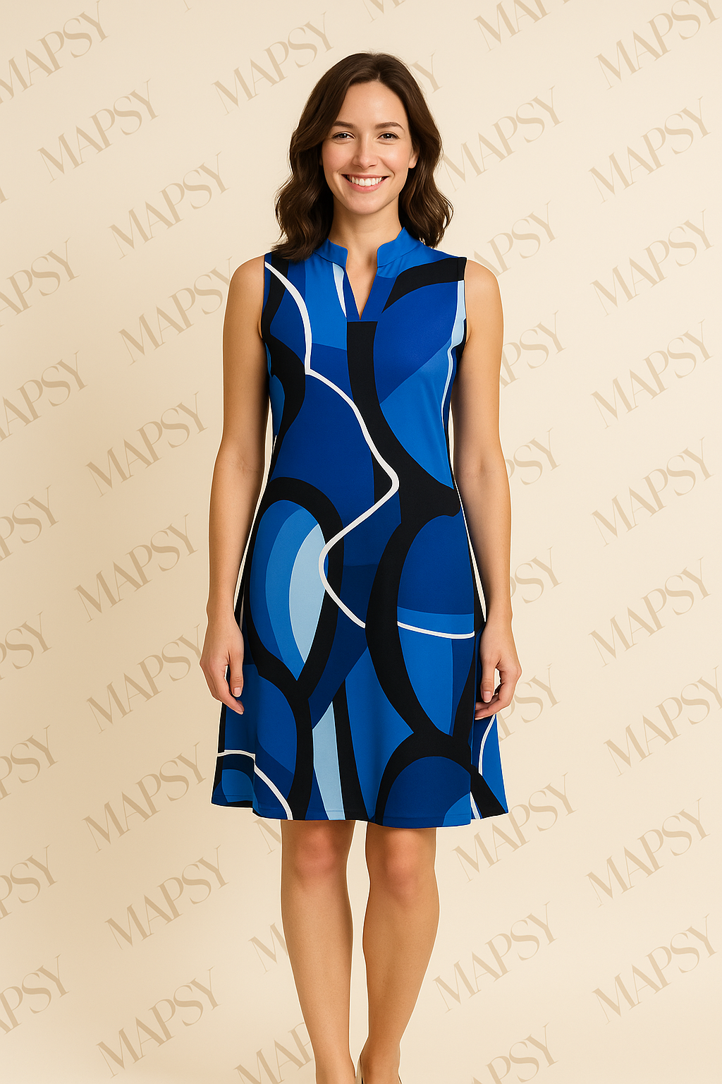 Angelle Milan – travelstof jurk – Mouwloze Donkerblauwe Jurk – Ademend – Kreukherstellend – Duurzame jurk - Mapsy B.V