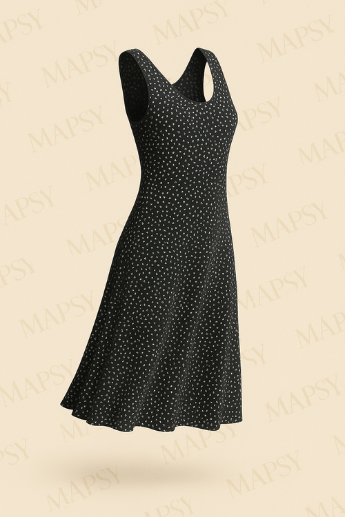 Debbie Morgan Jurk – Zwart met Witte Stipjes - Mapsy B.V