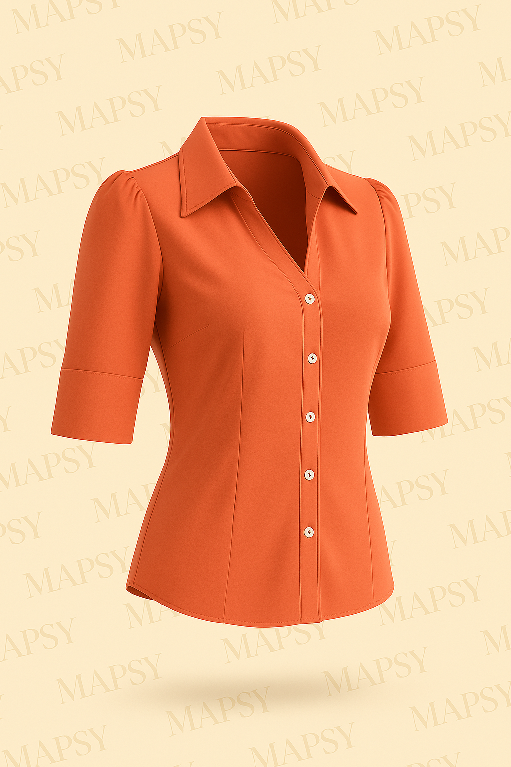 Stella Fiora Travel Blouse – Koraal Blouse met Pofschouder & Splitmouw (S t/m XXL) - Mapsy B.V