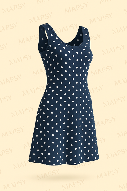 Debbie Morgan Jurk – Navy met Witte Stipjes - Mapsy B.V