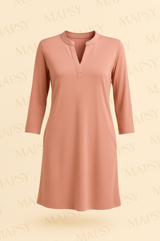 Angelle Milan – travelstof jurk voor dames – Roze Effen Jurk – Ademend – Kreukherstellend – Duurzame jurk - Mapsy B.V