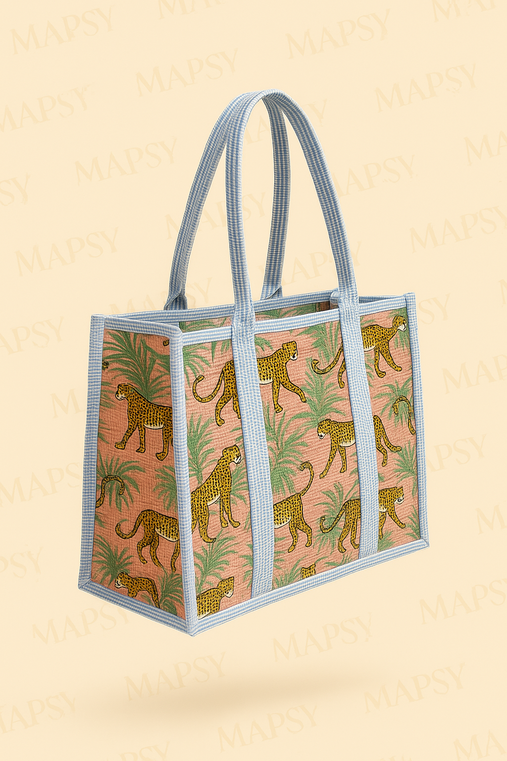 Soft Safari Tote – Roze Draagtas met Cheetahprint & Bladmotief | MAPSY.