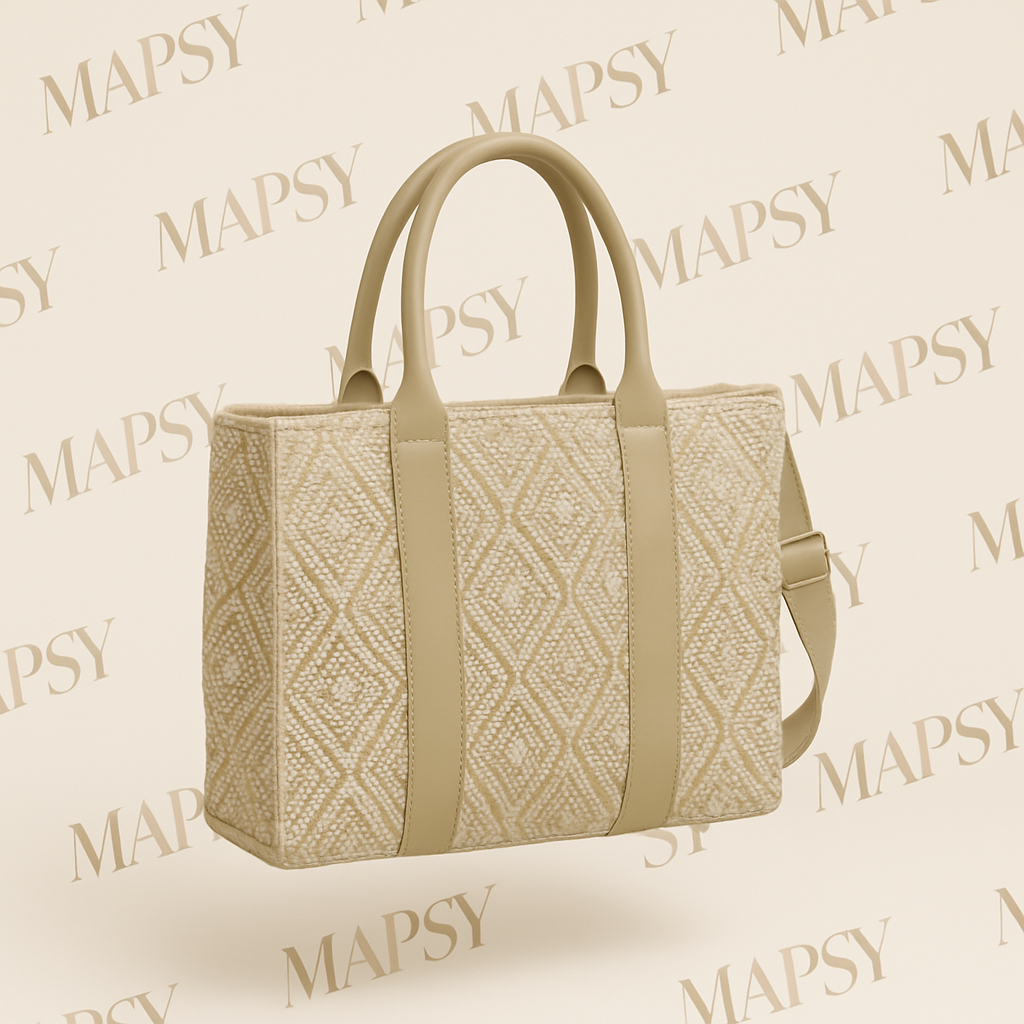Mapsy - Handtas - Geweven Beige met Geometrisch Patroon - One Size - Mapsy B.V