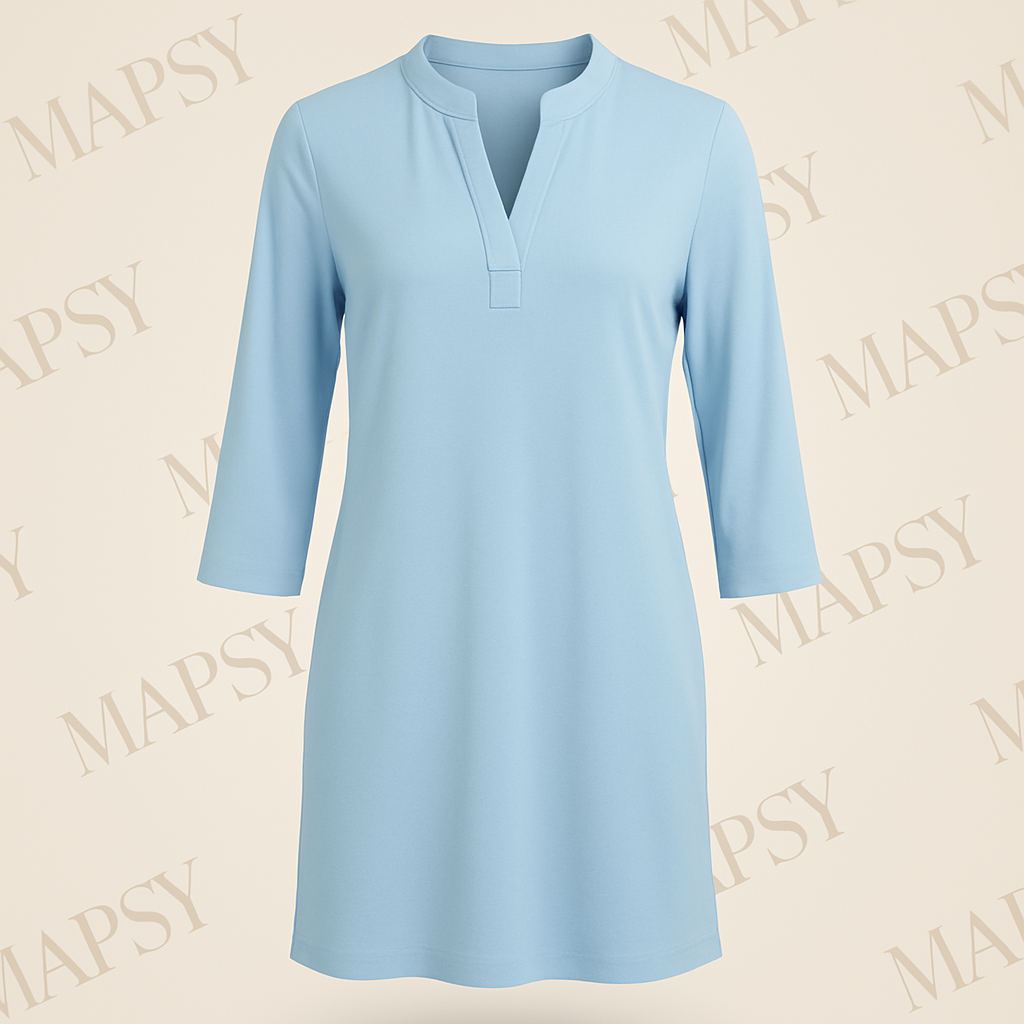 Angelle Milan – travelstof jurk – Lichtblauwe Effen Jurk – Ademend – Kreukherstellend – Duurzame jurk - Mapsy B.V