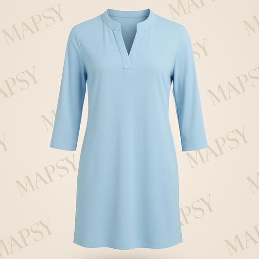 Angelle Milan – travelstof jurk – Lichtblauwe Effen Jurk – Ademend – Kreukherstellend – Duurzame jurk - Mapsy B.V