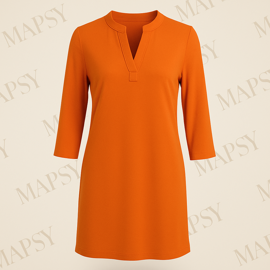Angelle Milan – travelstof jurk – Oranje Effen Jurk – Ademend – Kreukherstellend – Duurzame jurk - Mapsy B.V