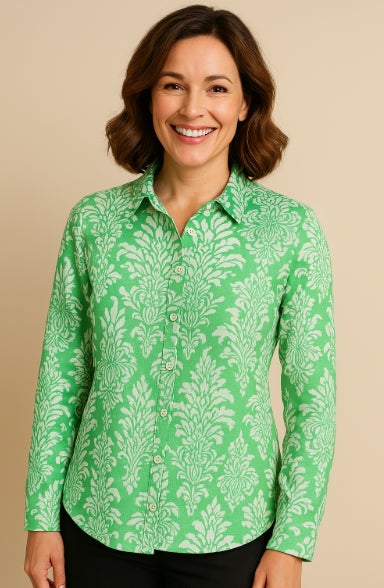 Angelle Milan - Lichtgroene Blouse voor Dames - Travelstof - Ademend - Kreukherstellend - Duurzaam - in 5 maten! - Mapsy B.V