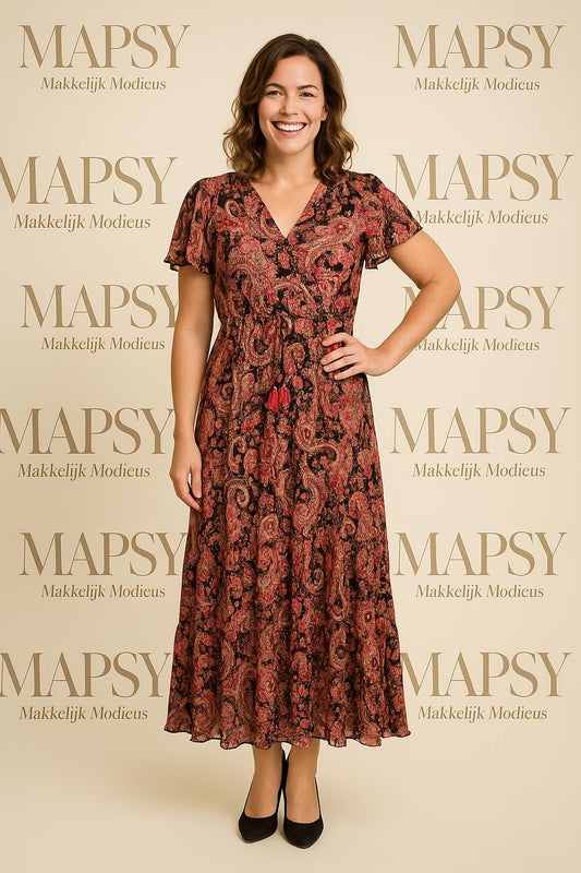 Sensations Paris Maxi Jurk – Paisley Rouge/Zwart - Mapsy B.V