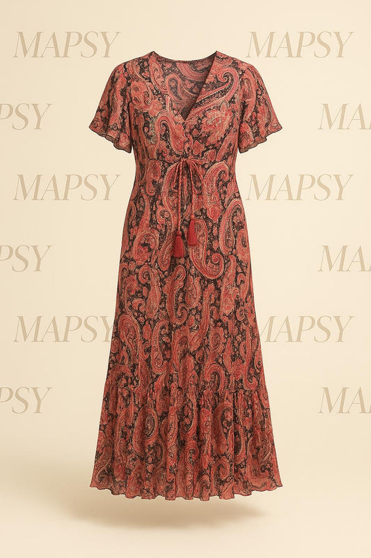 Sensations Paris Maxi Jurk – Paisley Rouge/Zwart - Mapsy B.V