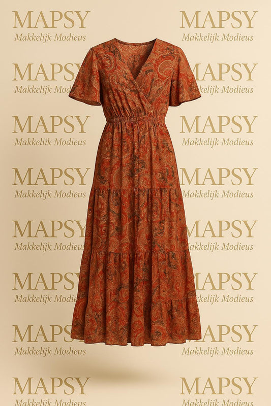 Sensations Paris Maxi Jurk – Roestkleurige Paisley - Mapsy B.V