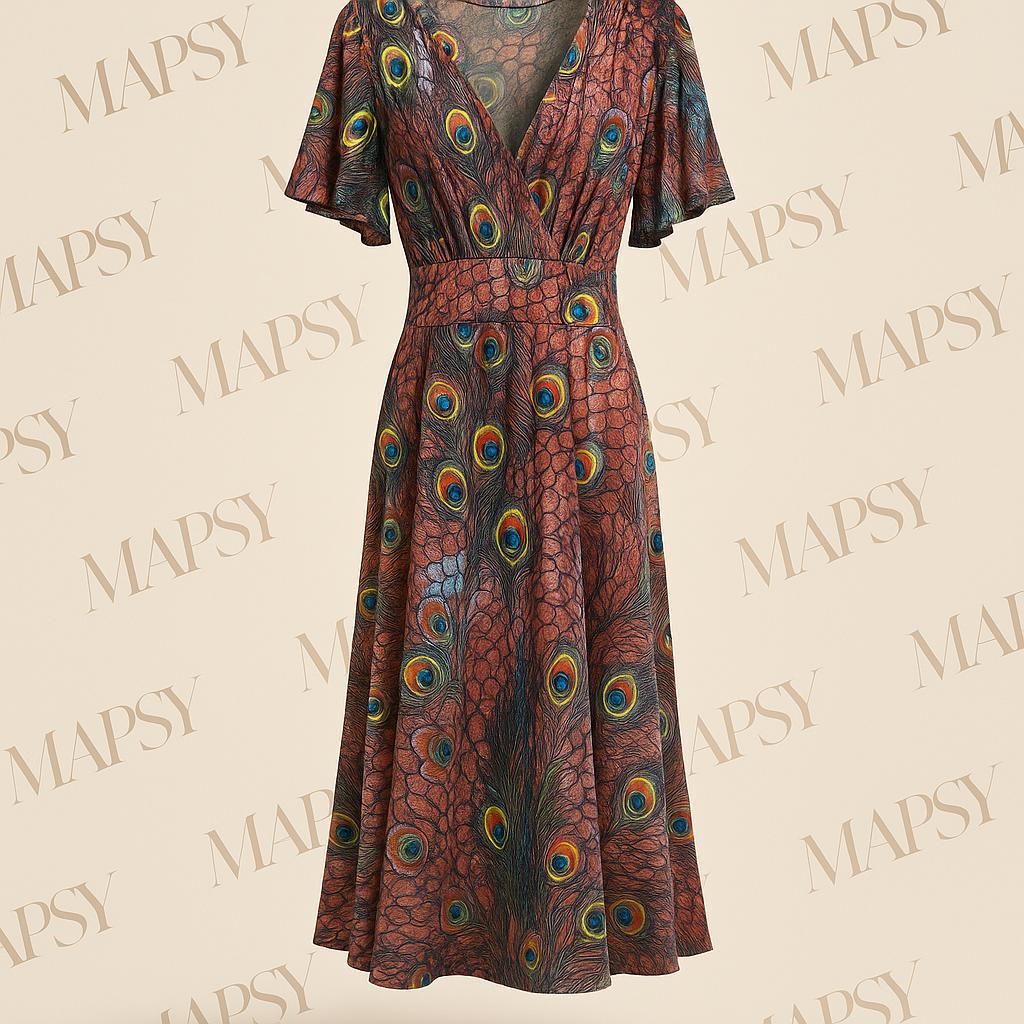 Pauwenprint Maxi Dress – Jimi Fei Paris | One Size Statementjurk