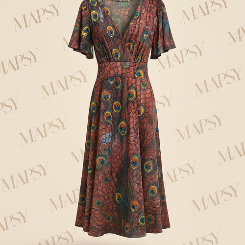 Pauwenprint Maxi Dress – Jimi Fei Paris | One Size Statementjurk - Mapsy B.V