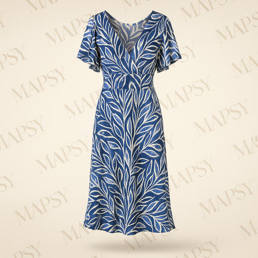 Maxi Dress Blauw Tropisch – Jimi Fei Paris | Kreukvrije one size zomerjurk - Mapsy B.V
