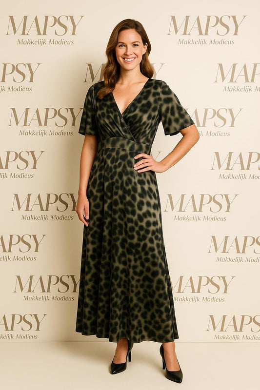 Maxi Dress Wild Leopard – Jimi Fei Paris | Zwart-Groene Animalprint - Mapsy B.V