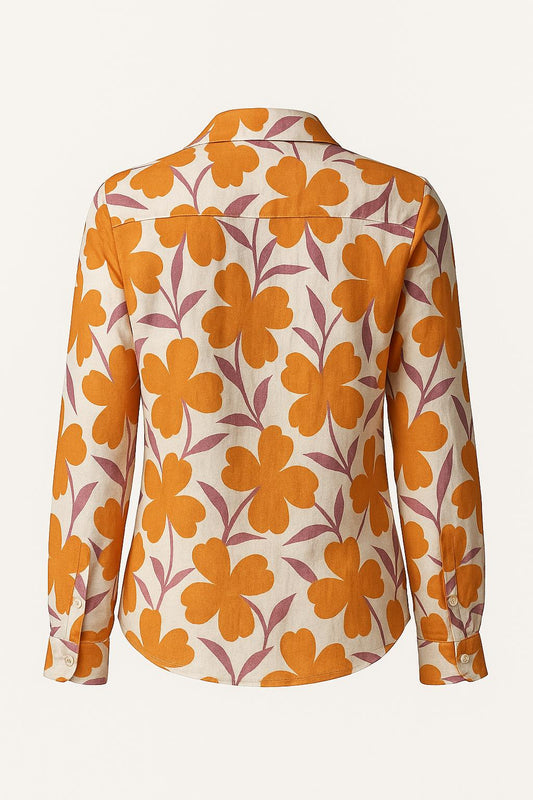 Blouse Bloemenprint Oranje Lila