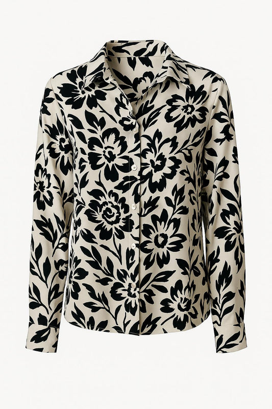 Blouse Bloemenprint Zwartwit