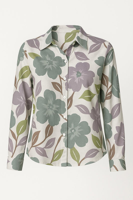 Blouse Bloemprint Zachtgroen